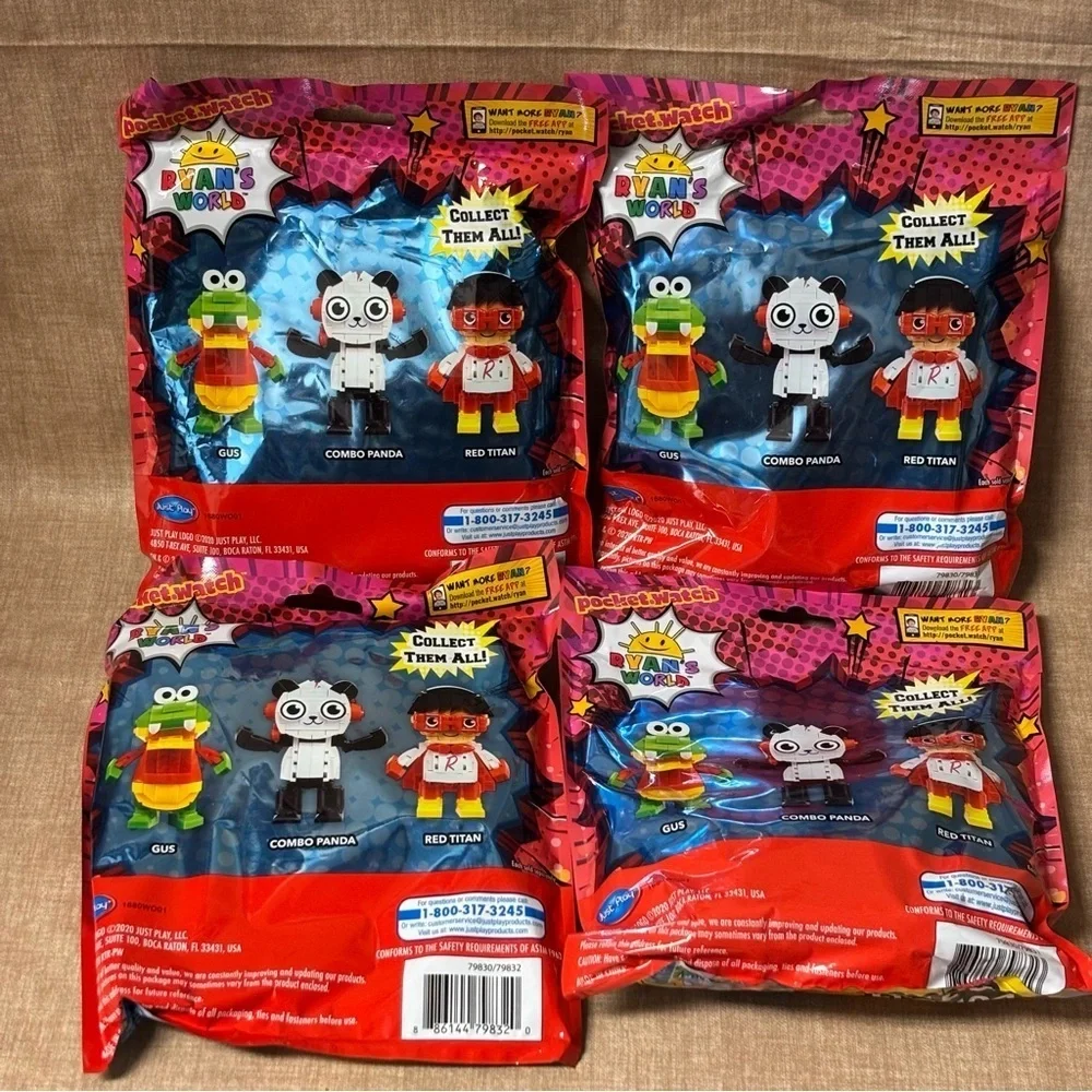 Lot of 4 Ryan's World Build-it Red Titan 130+ Bricks! Just Play Brand -Sealed